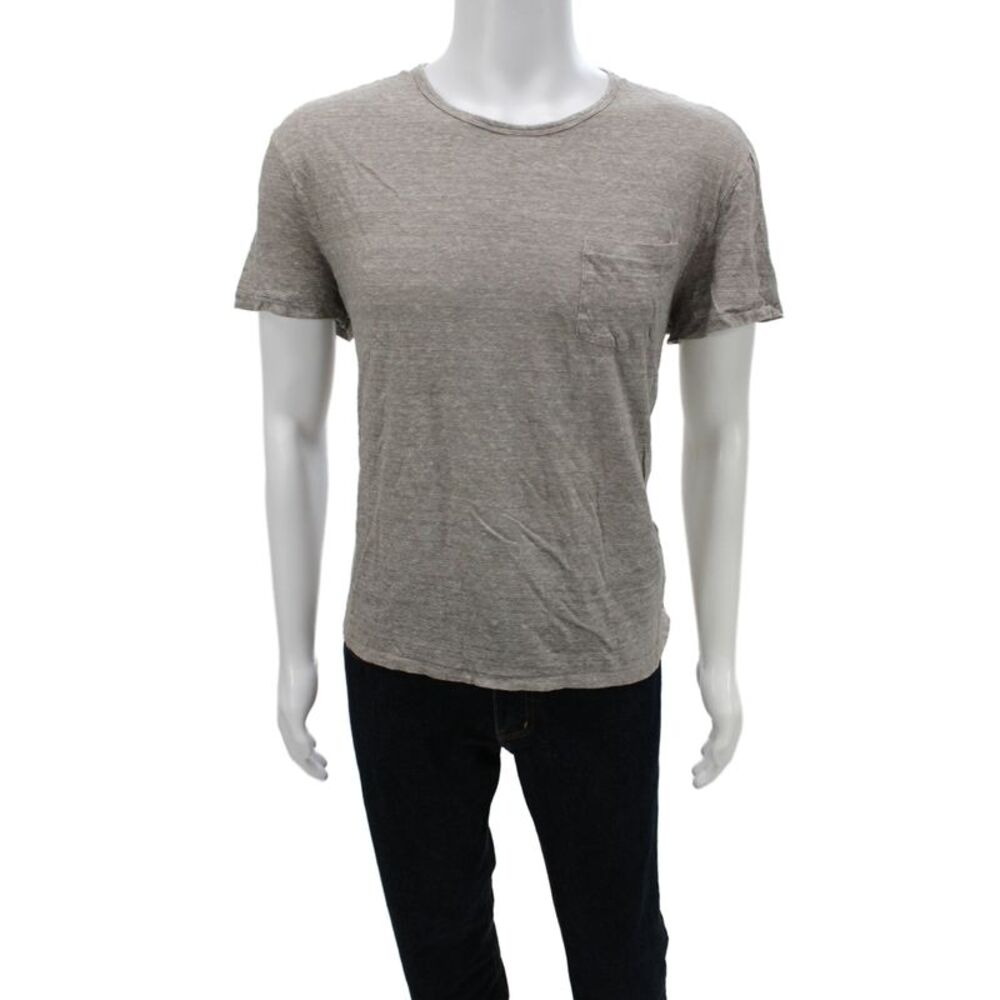 John Varvatos Star USA Mens Gray Crew Neck Short Sleeve Linen Tee Size L